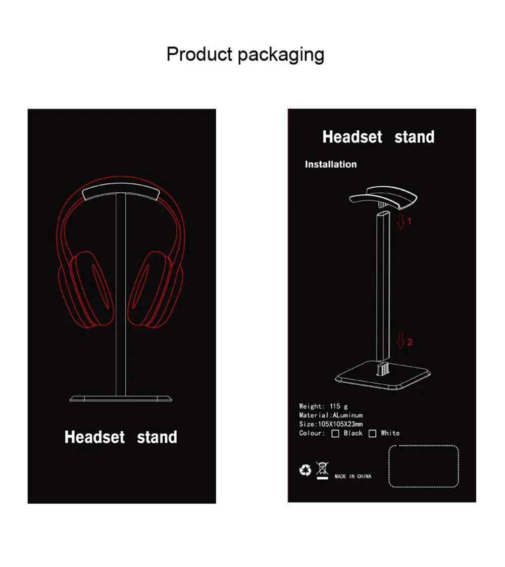 Aluminium Alloy Metal Headset Stand Holder Headphone Rack Mount Hanger Flexible Earphone Gamer Hanger Display Rack