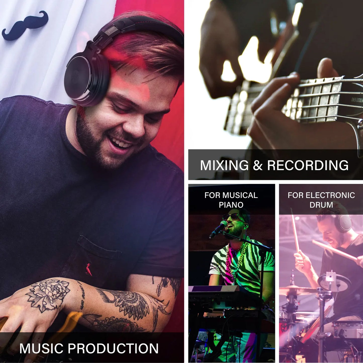 Oneodio Wired Headphones Professional Studio DJ Headphone With Microphone Over Ear Hi-Res Headset Monitoring For Music Phone