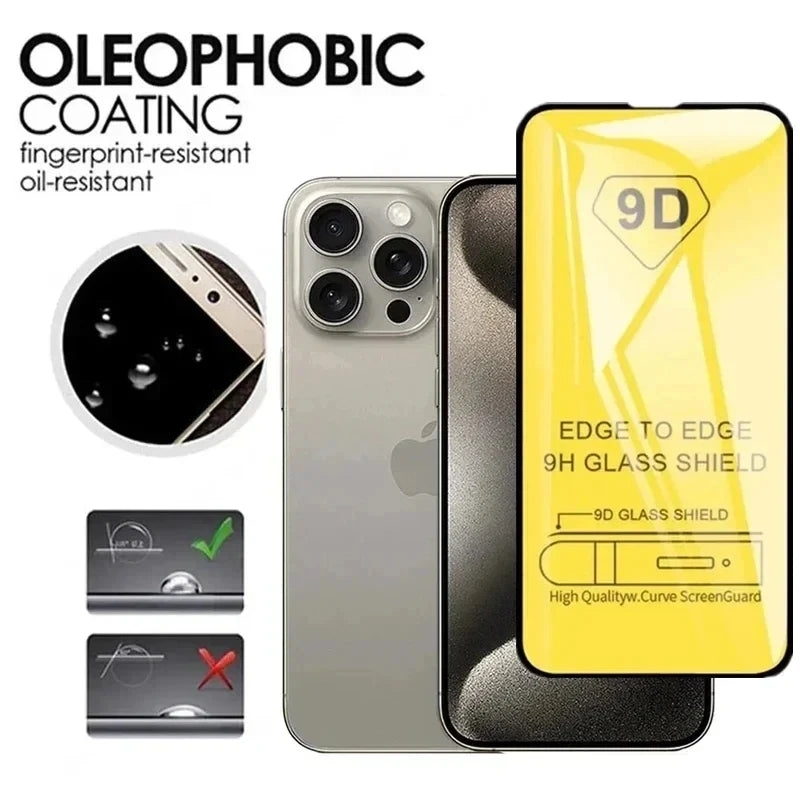 5PCS 9D Tempered Glass For iPhone 16 Pro Max 15 14 13 11 12 Mini XR X Xs Max 7 8 Plus SE 6s 16pro 15pro 13pro Screen Protectors