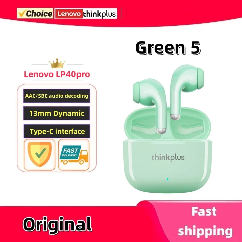 Original Lenovo LP40Pro Earphones Wireless Bluetooth Earbuds Sports Waterproof Headphone with Mic Touch Control TWS Headset