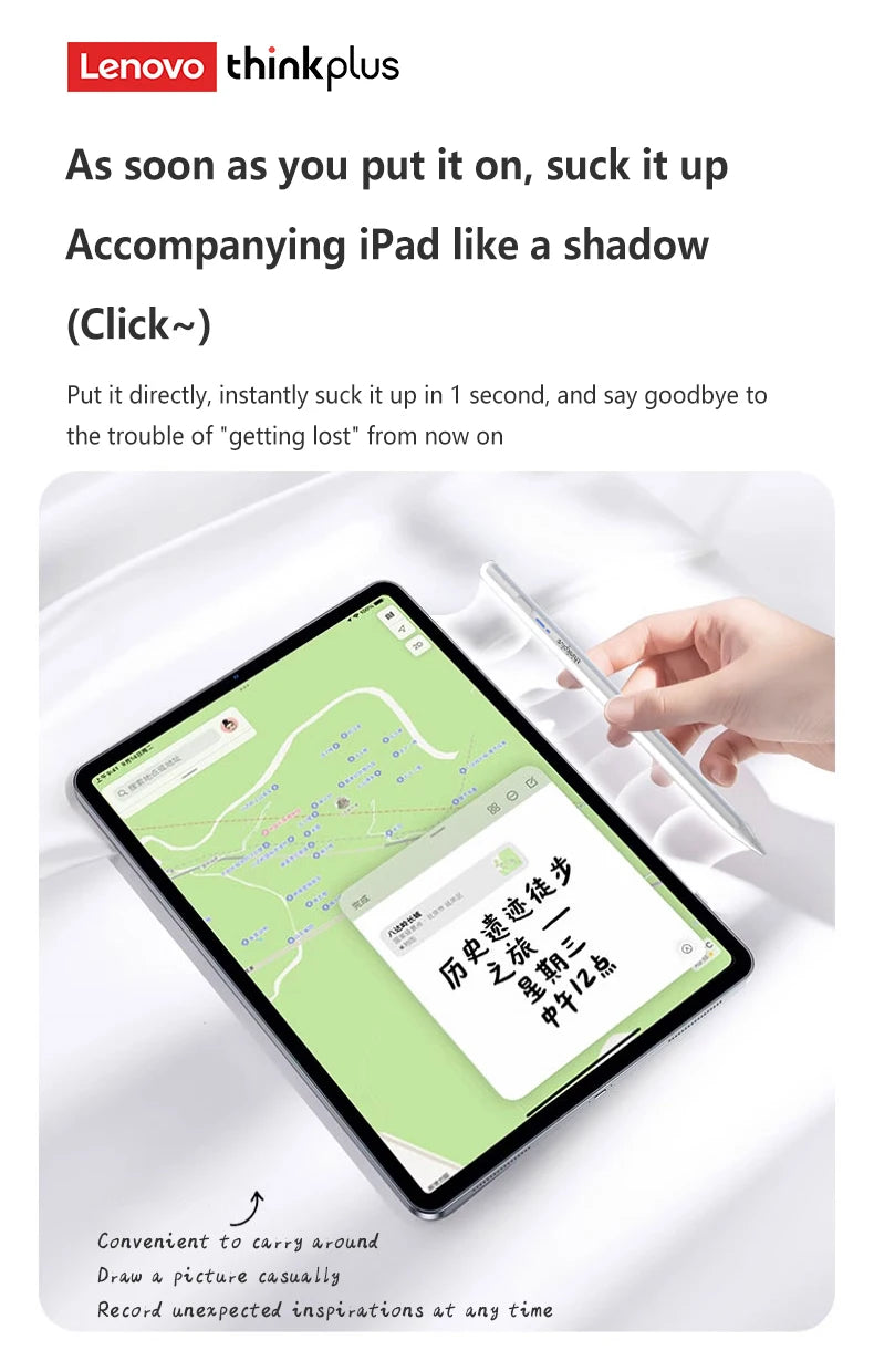 Thinkplus BP16APFor iPad with Palm Rejection Stylus Pen For iPad Air M2 Pro 13 Pro 12.9 10 Gen 7th 8th 9th 10.2 Lenovo Pencil