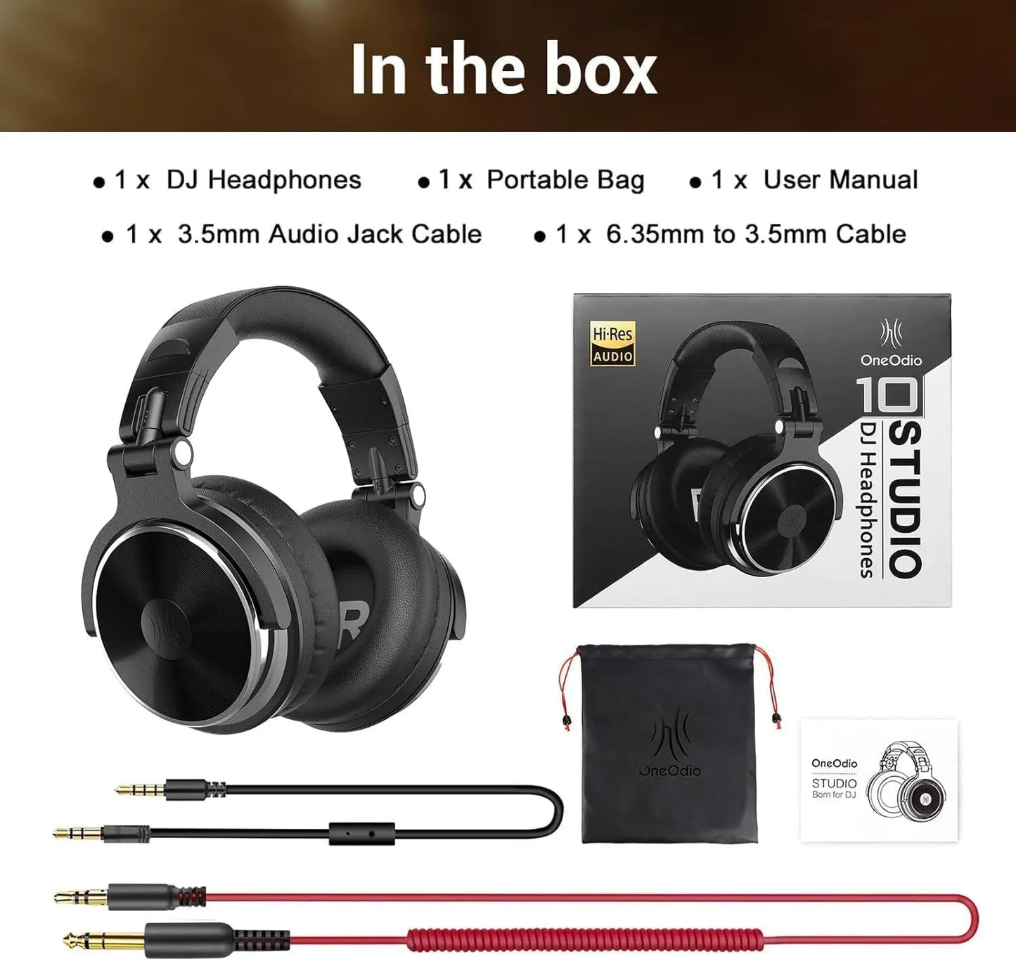 Oneodio Wired Headphones Professional Studio DJ Headphone With Microphone Over Ear Hi-Res Headset Monitoring For Music Phone