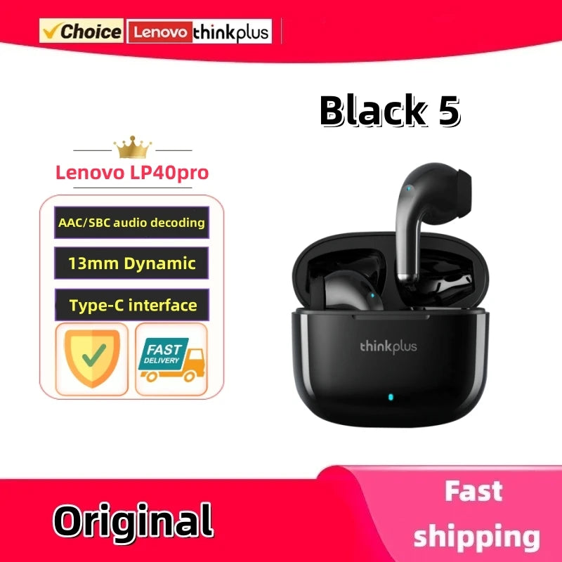 Original Lenovo LP40Pro Earphones Wireless Bluetooth Earbuds Sports Waterproof Headphone with Mic Touch Control TWS Headset