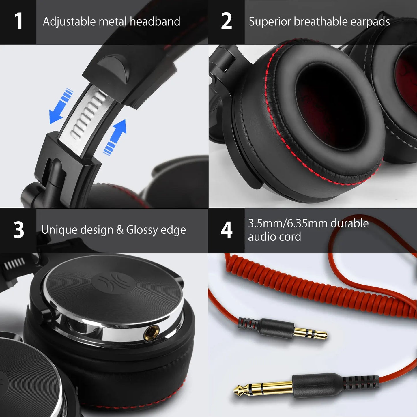 Oneodio Wired Headphones Professional Studio DJ Headphone With Microphone Over Ear Hi-Res Headset Monitoring For Music Phone