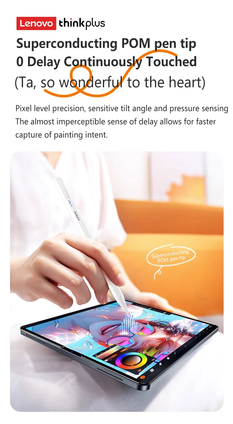 Thinkplus BP16APFor iPad with Palm Rejection Stylus Pen For iPad Air M2 Pro 13 Pro 12.9 10 Gen 7th 8th 9th 10.2 Lenovo Pencil